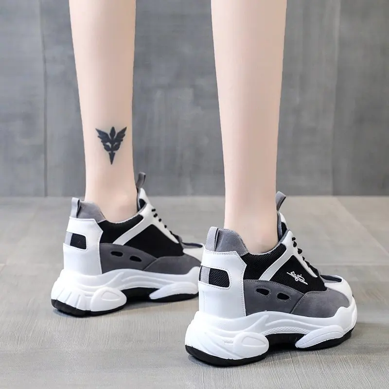 Femei Indesata Adidași 2020 Platforma de Moda Doamnelor Adidasi Brand Pene de Pantofi Casual Pentru Femei din Piele Sport Tata Pantofi 7cm