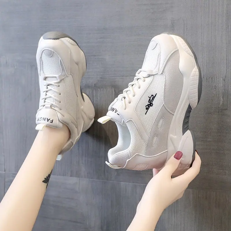 Femei Indesata Adidași 2020 Platforma de Moda Doamnelor Adidasi Brand Pene de Pantofi Casual Pentru Femei din Piele Sport Tata Pantofi 7cm