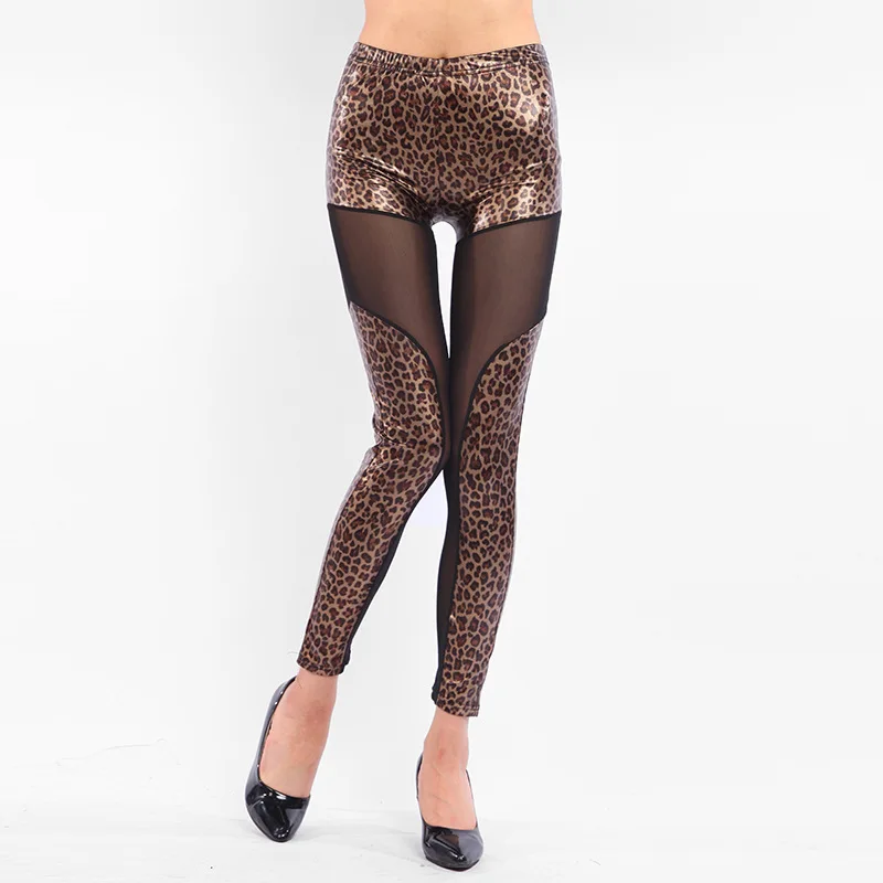 Doamna gotic jambiere leopard femei de vara piele fals plasă transparentă legging petrecere de moda pantaloni