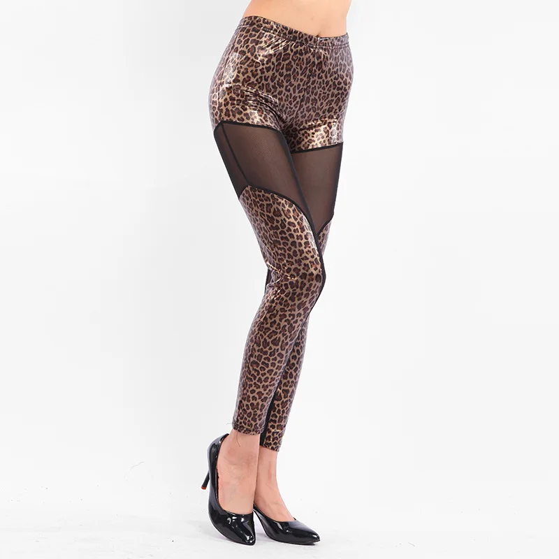 Doamna gotic jambiere leopard femei de vara piele fals plasă transparentă legging petrecere de moda pantaloni