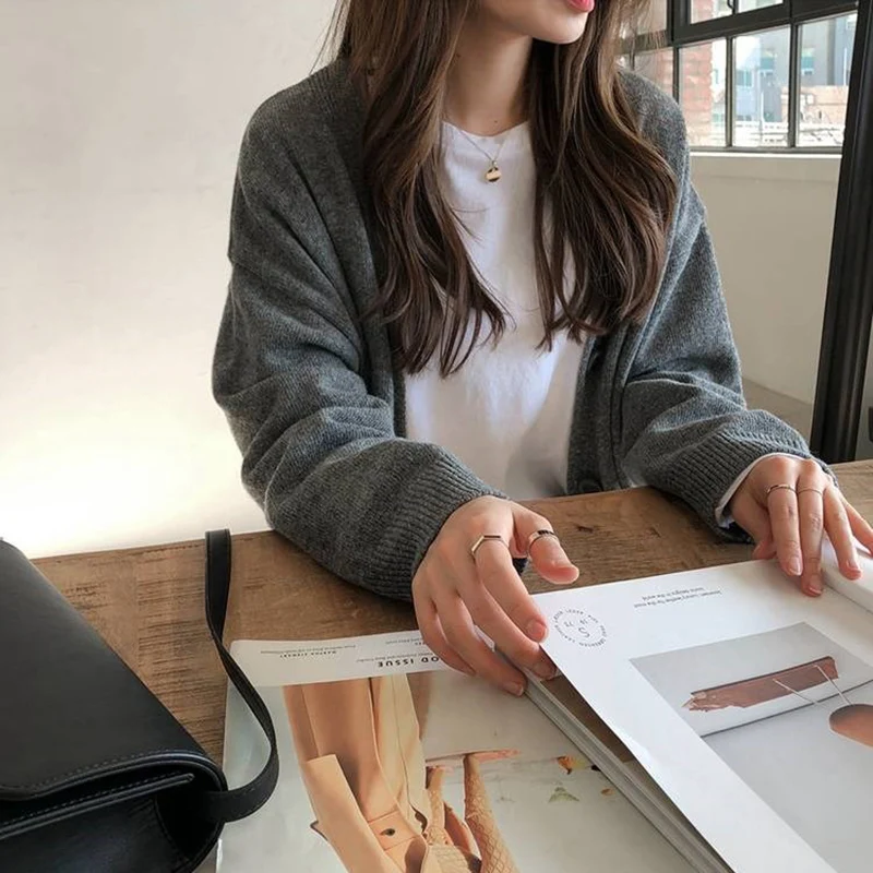 Femei Supradimensionat Pulover Tricotate Si Jachete Complet Maneca Stil Coreean Topuri Feminine Toamna Și Iarna 2019 Pulover