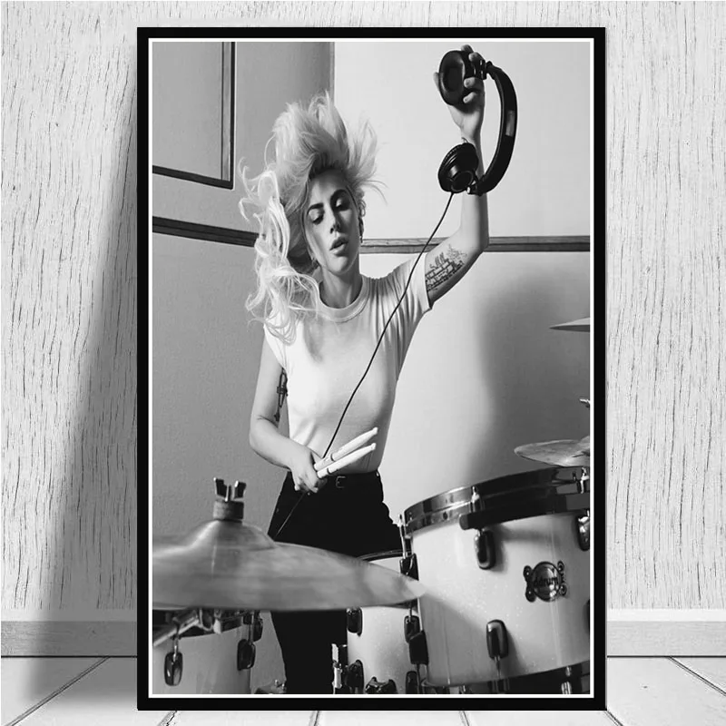 Steaua Postere si Printuri Cantareata Lady Gaga Pop Art Canvas Tablou Alb Negru Femeie Pictura Figura Acasă Decor Sala de Imagine