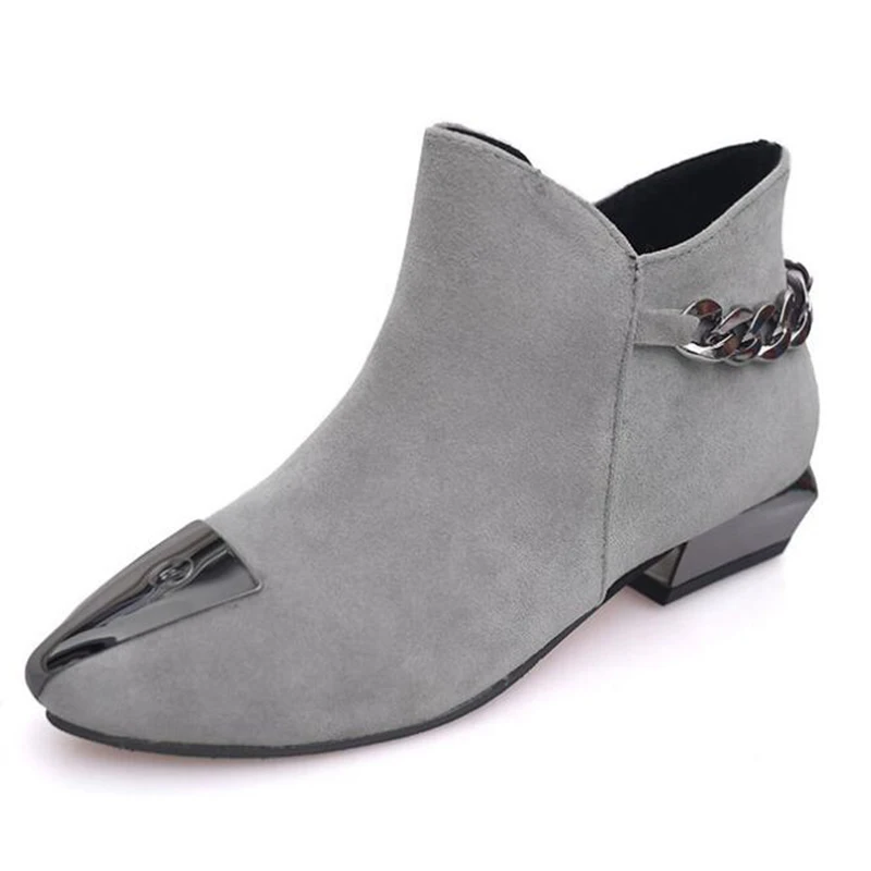 COVOYYAR Toamna Cizme de Iarna pentru Femei Scurt de Pluș Femei Pantofi de Moda 2019 a Subliniat Toe Metal Decor Doamnelor Cizme Glezna WBS2087