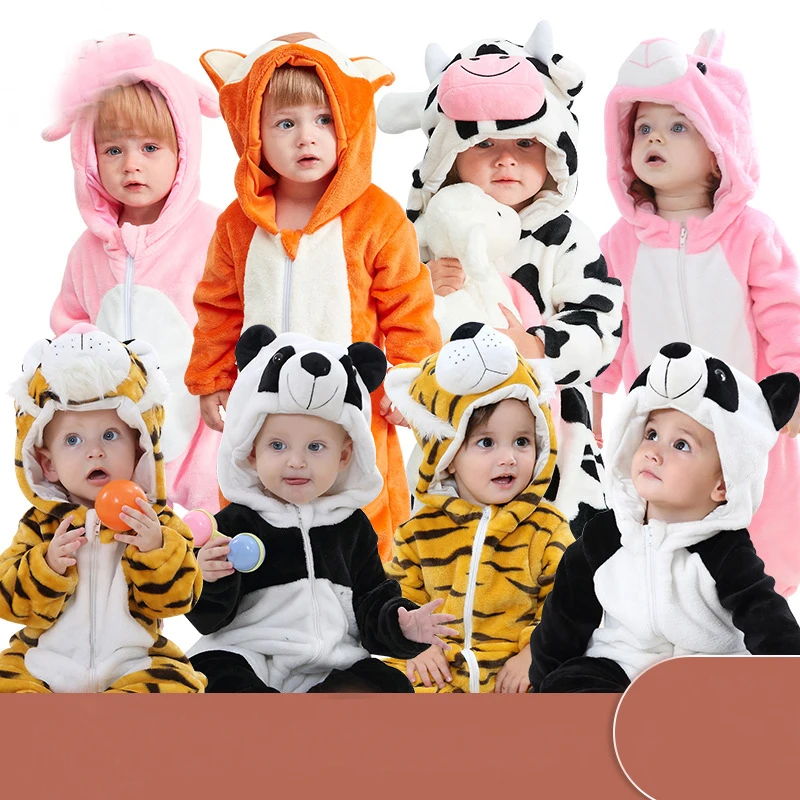 Copil Salopetă Fetita Haine Kigurumi Pijamale Desene Animate De Animale Pentru Copii Salopeta Nou Nascut Copilul Romper Baby Fox Vaca Panda Iarna