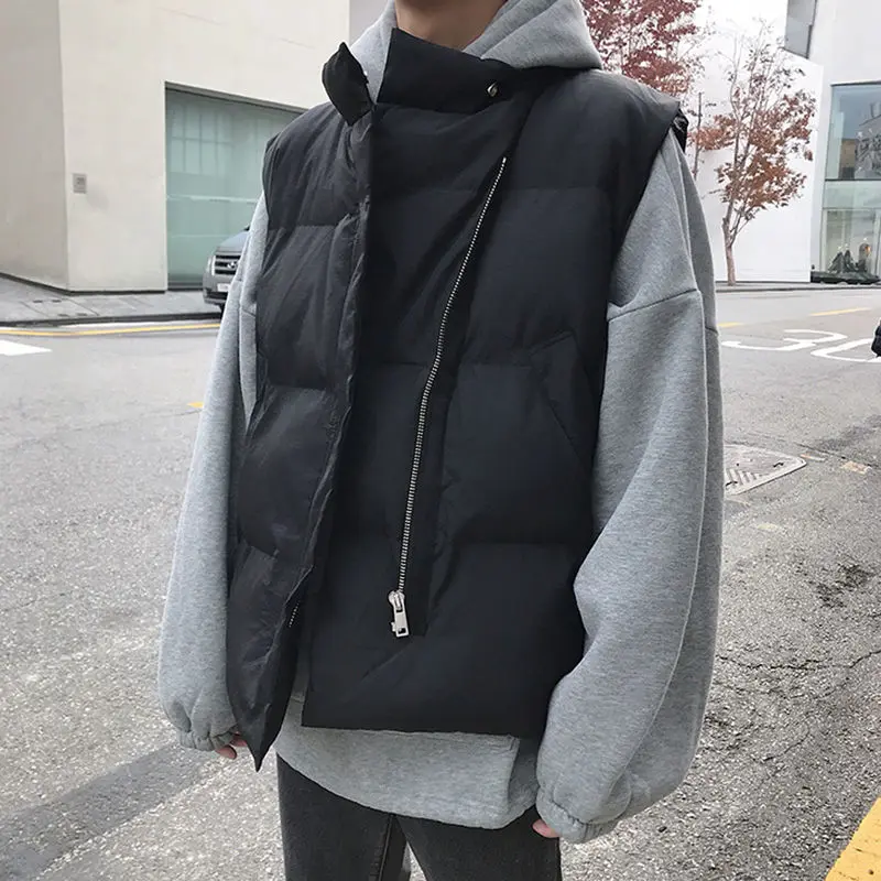 Gros de iarna Vesta Bărbați Cald Moda Casual Culoare Solidă Bumbac Vesta Barbati Streetwear Sălbatice Liber coreean Haina Vesta Mens M-XL