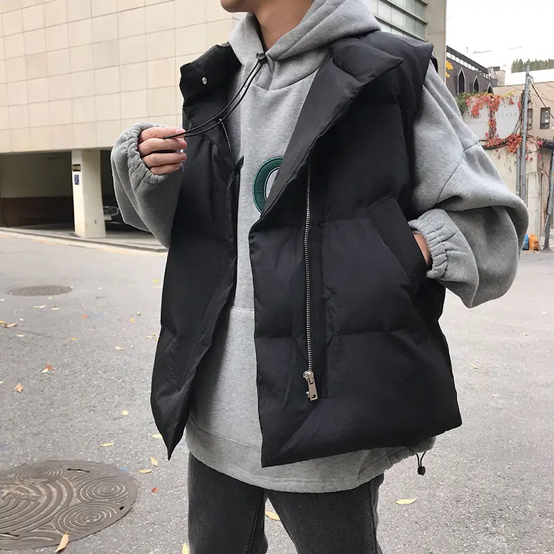 Gros de iarna Vesta Bărbați Cald Moda Casual Culoare Solidă Bumbac Vesta Barbati Streetwear Sălbatice Liber coreean Haina Vesta Mens M-XL