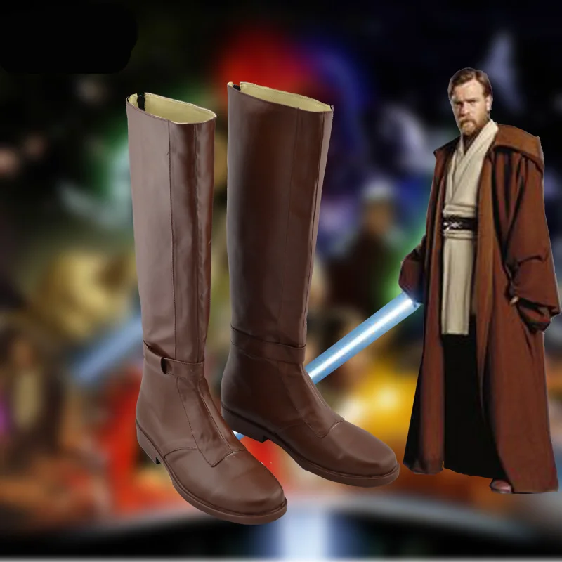 1:1 Star Wars Obi-Wan Kenobi Cosplay pantofi Obi Wan Joc de Rol maro Cizme Lungi costume de mari dimensiuni