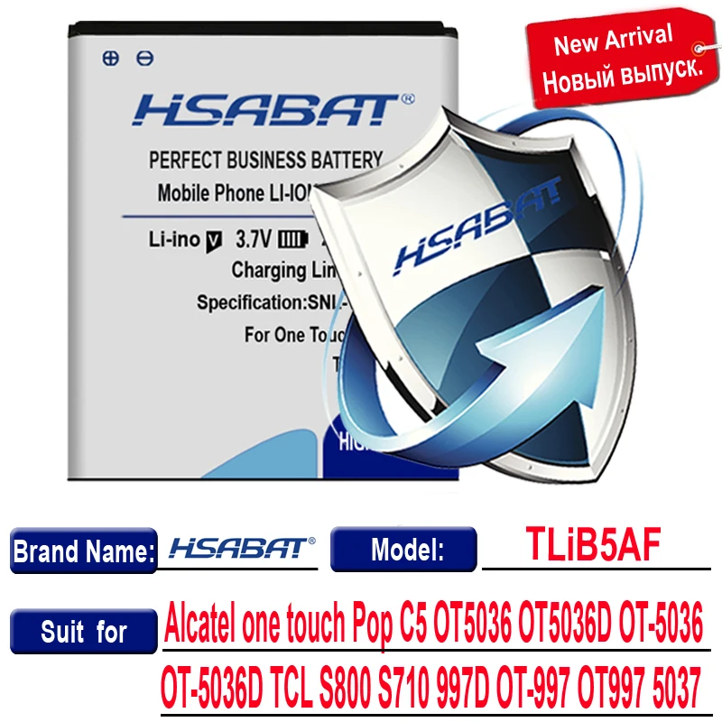 HSABAT Baterie pentru Alcatel one touch TLiB5AF Pop C5 OT5036 OT5036D OT-5036 OT-5036D TCL S800 S710 997D OT-997 OT997 503