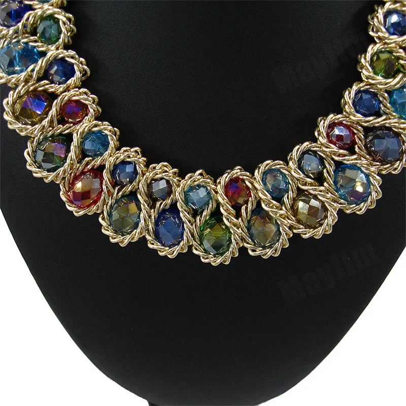 Declarație colier moda bijuterii seturi Handmade mare margele lanț cristal dubai seturi de bijuterii Vintage cu margele Bijoux Accesorii