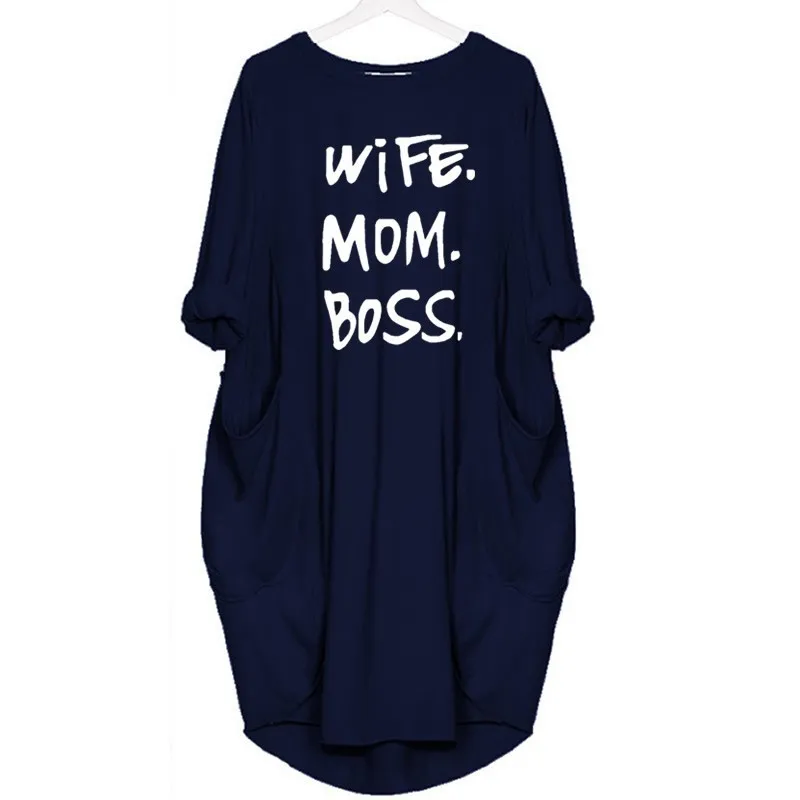 Soția Șeful Mama de Moda T-Shirt pentru Femei Bumbac Buzunar Scrisori de Imprimare de Top Punk Ziua Mamei Mari Dimensiuni 5XL