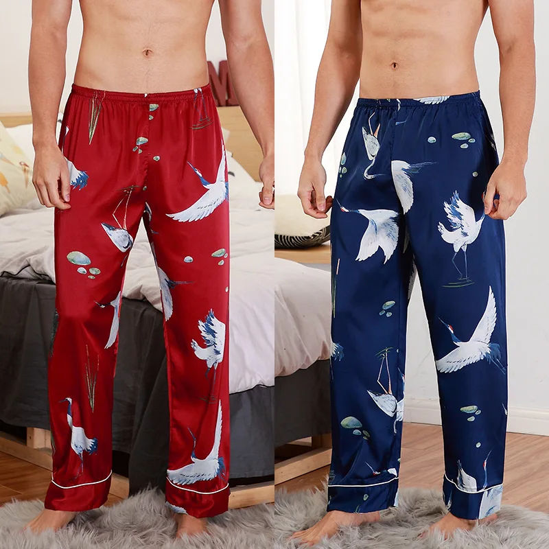 2019 Nou Stil Mens pantaloni Lungi Primavara-Vara Casual Matasoasa Uzura Acasă de sex Masculin Dormi în Pijama Pantaloni de Baie L-XXL