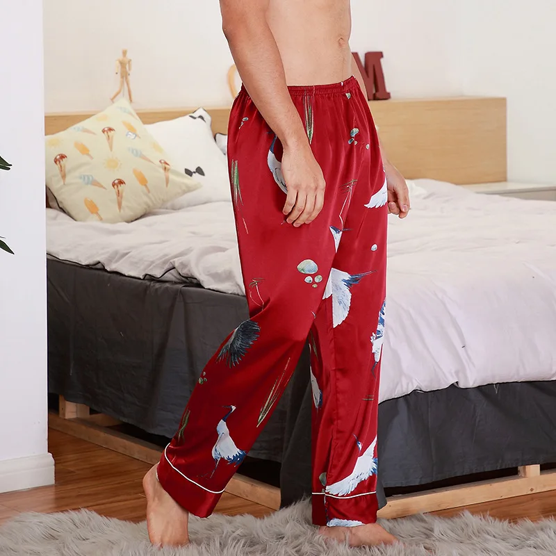 2019 Nou Stil Mens pantaloni Lungi Primavara-Vara Casual Matasoasa Uzura Acasă de sex Masculin Dormi în Pijama Pantaloni de Baie L-XXL