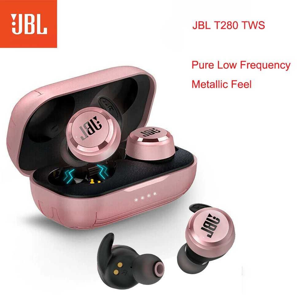 JBL T280 TWS Bluetooth Pavilioane Wireless HARMAN Sport Mini Bluetooth Căști fără Fir, Căști Cu Încărcare Caz Microfon