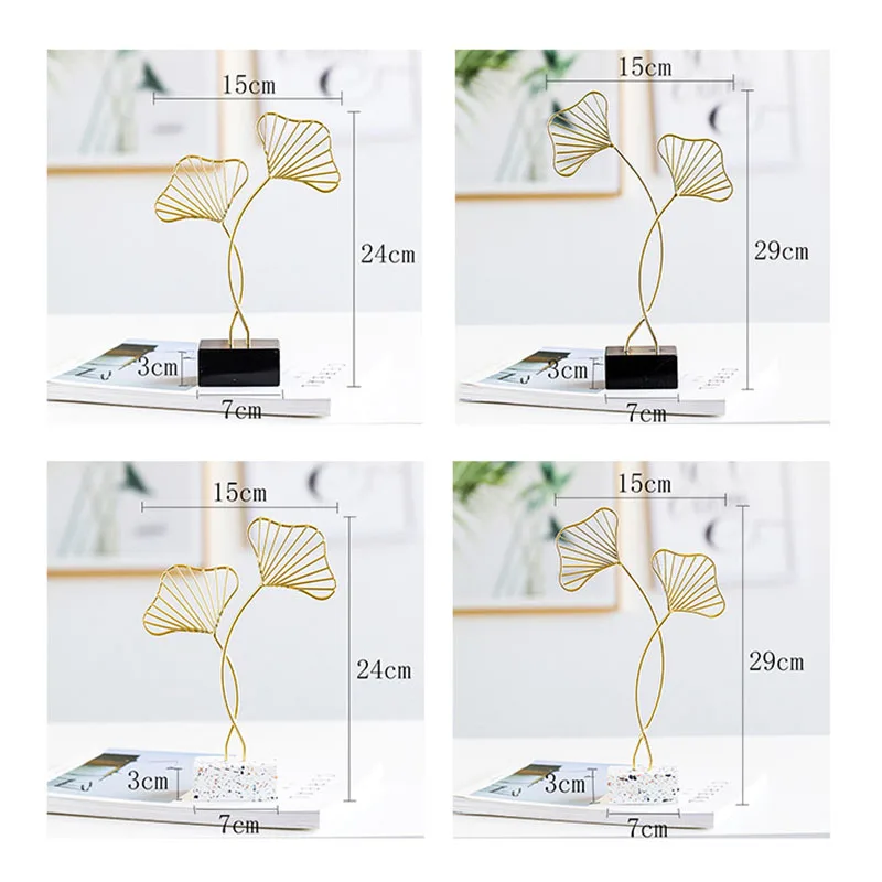Nordic Creative Metal-Manual De Ginkgo Biloba Figurine Din Fier Forjat Cu Flori Plante De Ornament Decor De Birou Acasă Accesorii Cadouri
