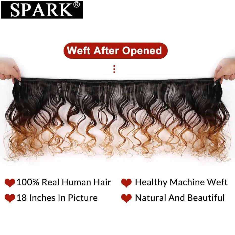 Spark Ombre Hair Extensii De Păr Uman Peruvian Liber Val Păr Uman Pachete De Oferte Trei Tonul Omului De Păr Negru Pentru Femei