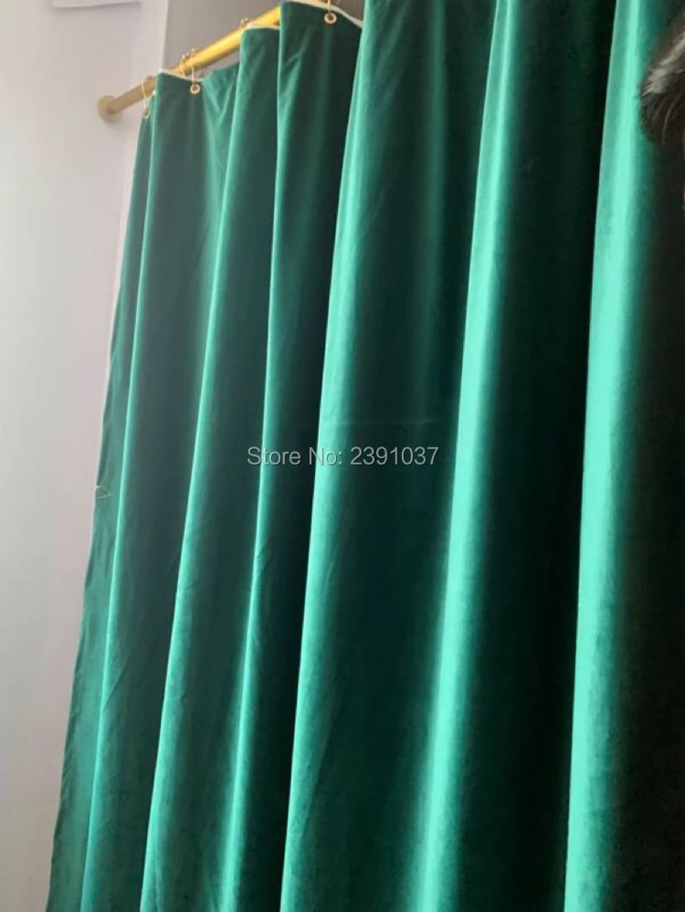 De lux Nordic Retro de culoare Verde perdea de dus cu strat Dublu de catifea cadă cortina cu aur cârlige pentru Baie cabină de Duș