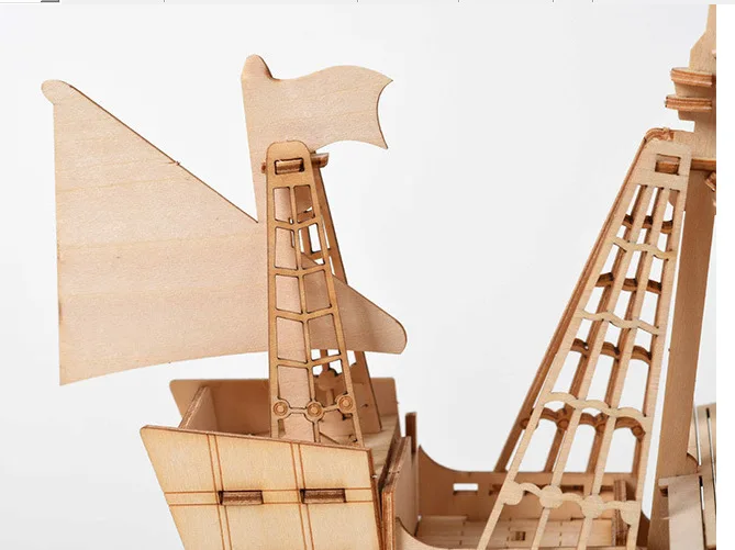 Tăiere cu Laser de BRICOLAJ Corabie Tren Avion Jucării 3D Puzzle din Lemn Jucarie de Asamblare Model Kituri de Decor Birou pentru copii Copii