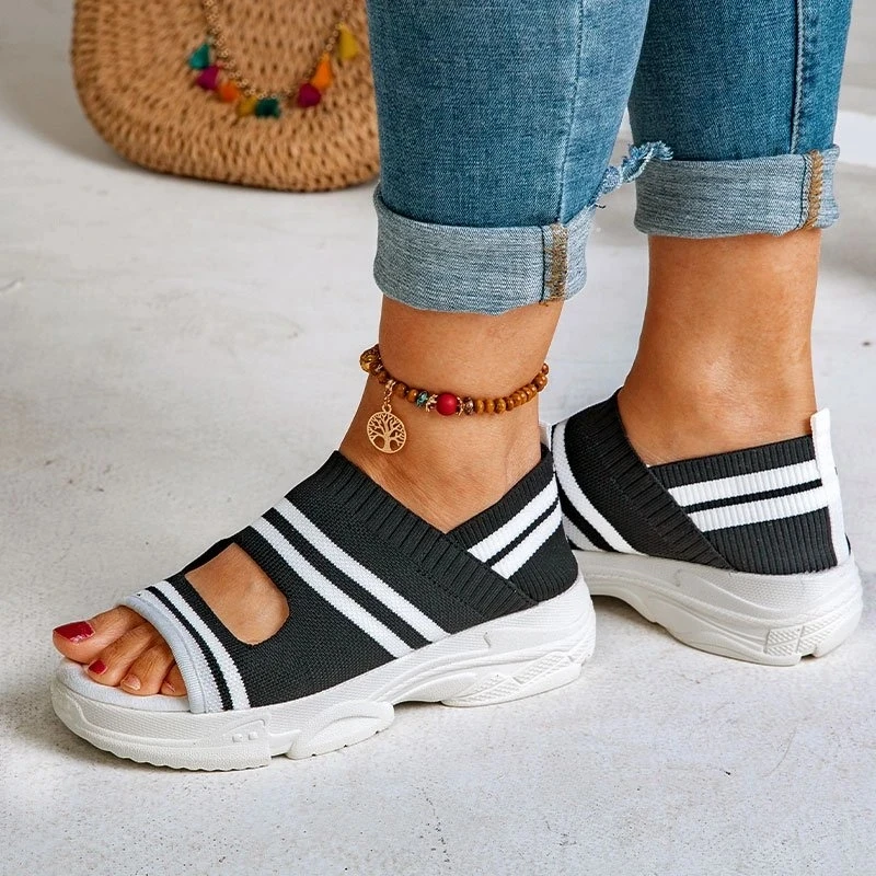 Vara Adidași 2021 Moda Dungi Femei Vulcaniza Pantofi ochiurilor de Plasă Respirabil Pantofi Casual pentru Femei Pantofi Confortabil pe jos