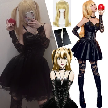 Anime Death Note Misa Amane Imitație de Piele Sexy, Topuri din Dantela Rochie Uniformă Costum Cosplay Anime Costume de Halloween rochie