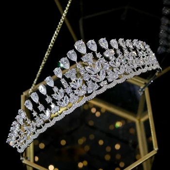 ASNORA nunta de Lux cubic zirconia tiara, de sex feminin frizură cristal coroanei, petrecere de dans, șeful partidului bijuterii, coroana de mireasă