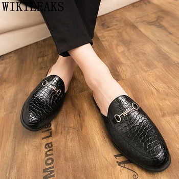 Catâri Jumătate Pantofi Pentru Bărbați Pantofi De Piele Barbati Negru Pantofi Lux Barbati Moda Zapatillas Hombre Casual Sunt Sensibili Aluneca Pe Pria Ayakkabı
