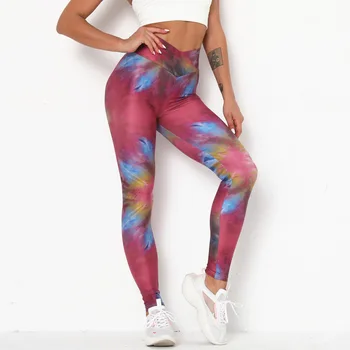 Colorate Imprimate Yoga Colanti Femei Traversa Centura Exercițiu de Fitness Jambiere Strans Hip Push-up Rulează Pantaloni XS-XL Orbire Culoare