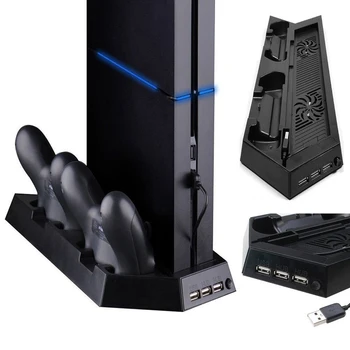 Consola de joc de Răcire Stația Verticale de Jocuri Stand de Răcire cu Dual Controller Charge Dock + USB/HUB Porturi pentru PlayStation4 PS4