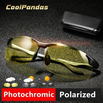 CoolPandas Fotocromatică Din Aluminiu Magneziu Ochelari De Soare Polarizat Bărbați Zi Noapte De Conducere De Siguranță Ochelari De Soare De Sex Masculin Lentile Anti-Orbire