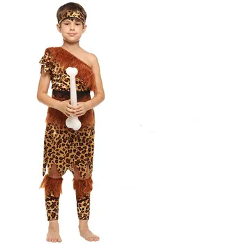 Copii Baieti Aborigeni Africani Original Indian Sălbatic Costum Copii Wild Cosplay, Costume De Halloween Rochie De Petrecere Consumabile Purim