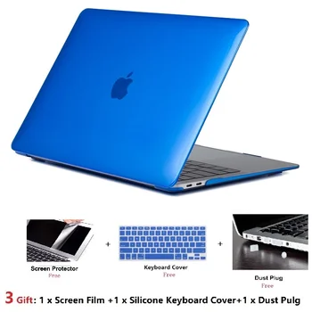 Cristal Laptop Case +Keyboard Cover+Screen Film+Praf Pulg Pentru Apple Macbook Air Pro Retina Atingeți Bara de 11 11.6 12 13 15 15.4 inchs