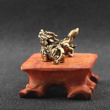 Cupru Antic Chinez Animal Mitic Pixiu Figurine Miniaturale 1 Pereche De Ornamente De Alama Norocos Animale Qi Lin Desktop Decoratiuni