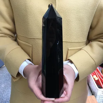 De dimensiuni mari Naturale obsidian Negru obelisc cristal de cuarț bagheta punct de vindecare 1 buc 7.8