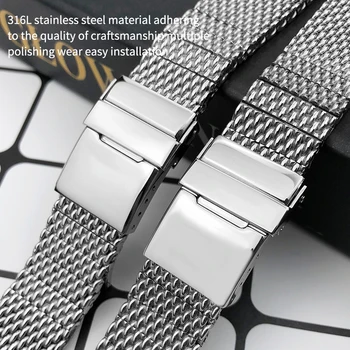 De înaltă Calitate din Oțel Inoxidabil 22mm 24mm Ceas Trupa se Potrivesc pentru Breitling Superocean Heritage Solid Bratari Metalice ochiurilor de Plasă Țesute Curea