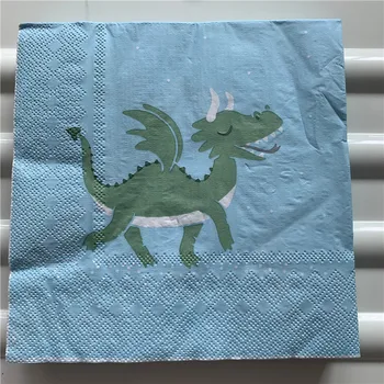 Decoupage epocă șervețel de hârtie drăguț țesut verde desene animate Cavalerul dragon batistă petrecere de aniversare pentru copii prosop, servetele decor