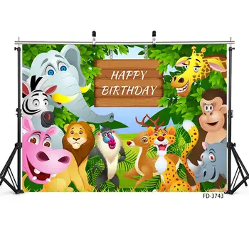 Desene Animate Jungle Safari Animale De Fotografie De Fundal Decor Copil De Dus Copilul La Petrecerea De Ziua Poster Fundaluri Foto Studio Elemente De Recuzită