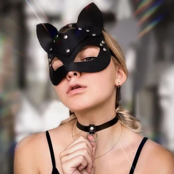 Femei Drăguț Masca pe Jumătate Ochii Cosplay Fata Pisica din Piele Masca Cosplay Sexy Petrecere Masca de Bal Mascat Carnaval de Lux măști