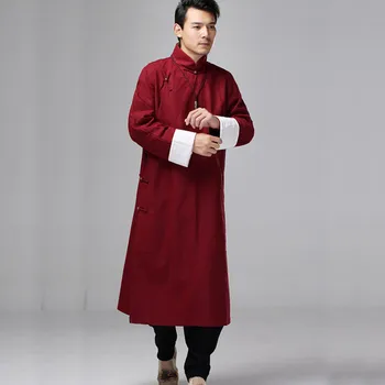 Helisopus Bărbați Lenjerie Rochie Lungă Cămașă Tradițională Chineză Kung fu Lenjerie de pat Tricou Casual Vintage sex Masculin-O singură Bucată de Îmbrăcăminte