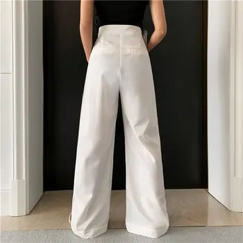 HziriP Vânzare Fierbinte Toamnă Albă De Înaltă Talie Subțire Nou De Înaltă Calitate Streetwear Costum Full-Lungime De Mari Dimensiuni Largi Picior Pantaloni