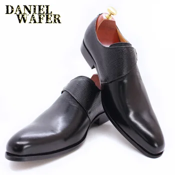 Italian Elegant Barbati Mocasini Pantofi De Lux Din Piele Împletituri Printuri Aluneca Pe Călugăr Curea Office Rochie De Mireasa Casual Pantofi Pentru Bărbați