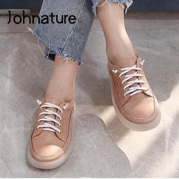 Johnature De Vară 2020 Nouă Femei Pantofi Din Piele Elastic Superficial Bomboane Culori Confortabile De Agrement Concis Doamnelor Pantofi
