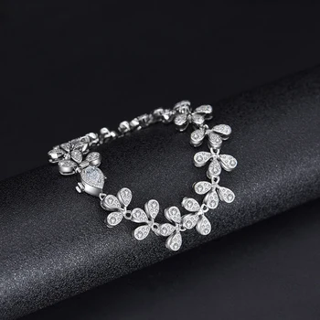 Knobspin Argint 925 Picătură De Apă Plin Plum Blossom Nunta Bratari Pentru Femei De Înaltă Carbon Diamant Bijuterii Fine Cadou