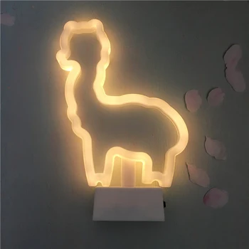 Lampa de noapte cu Led Baterie AAA Alimentat Drăguț Lumină 3D Alpaca Forma Agățat Desktop Decorative Stil de Animale pentru Copii Cadou Lampa
