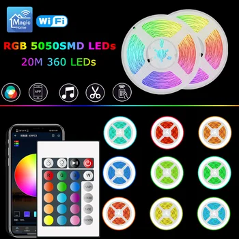 LED-uri RGB Lumini Benzi Decor Lumini Colorate 5050 rezistent la apa Control de la Distanță WIFI Pentru Dormitor 5M 10M DC 12V Telecomanda