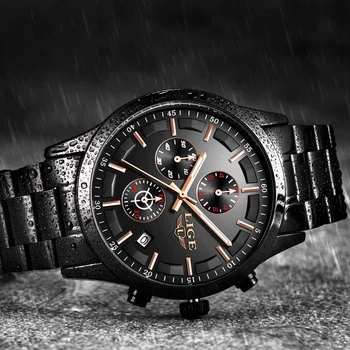 LIGE Ceas Barbati Top Brand de Lux Cronograf Sport Cuarț Ceas din Oțel Inoxidabil rezistent la apa Bărbați Ceasuri Relogio Masculino