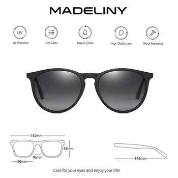 MADELINY MADELINY Nou Brand de Moda ochelari de Soare Femei Vintage Rotund Polarizat ochelari de Soare Pentru Femei Clasic Stil de Designer MA028