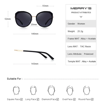 MERRYS PROIECTARE Femei Vintage Retro Ochi de Pisică HD Polarizat ochelari de Soare pentru Femei Brand de Lux Trend ochelari de Soare UV400 Protecție S6288