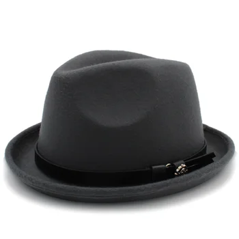 Moda Barbati Simțit Pălărie Fedora pentru Domn Iarna Toamna Biserica Roll-Up Refuz Homburg Tata Jazz Pălărie cu Curea de Moda