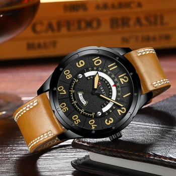 Moda de Lux CURREN, Ceas de Barbati Curea din Piele Militare Cuarț Impermeabil Ceasuri Cadouri Pentru Bărbați Sport de Afaceri Reloj Hombre