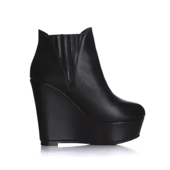 MoonMeek 2020 nou brand din piele de culoare neagră pantofi platforma moda pene rotund toe iarna glezna cizme pentru femei