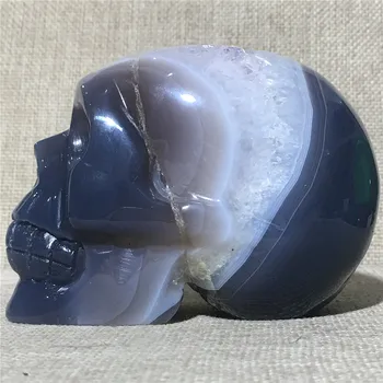 Naturale Agat Geode Craniu De Cristal De Cuarț Specimen Mobilier Acasă Decorare Piatră De Vindecare Reiki Jad Cranii
